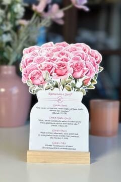 Büyük Boy Pembe Gül Temalı Çiçekli Ramazan Takvimi - 30 Günlük Ramazan Takvimi Ramazan Süsleri