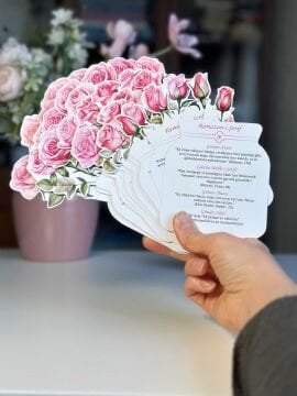 Büyük Boy Pembe Gül Temalı Çiçekli Ramazan Takvimi - 30 Günlük Ramazan Takvimi Ramazan Süsleri