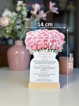 Büyük Boy Pembe Gül Temalı Çiçekli Ramazan Takvimi - 30 Günlük Ramazan Takvimi Ramazan Süsleri