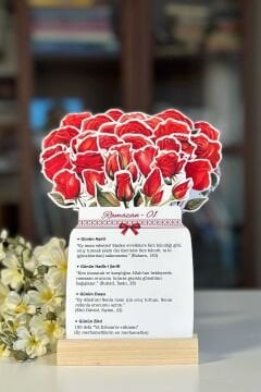 Büyük Boy Kırmızı Gül Temalı Çiçekli Ramazan Takvimi - 30 Günlük Ramazan Takvimi Ramazan Süsleri