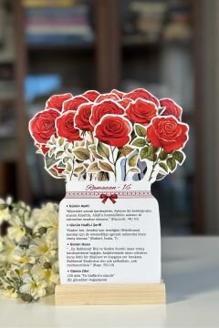 Büyük Boy Kırmızı Gül Temalı Çiçekli Ramazan Takvimi - 30 Günlük Ramazan Takvimi Ramazan Süsleri