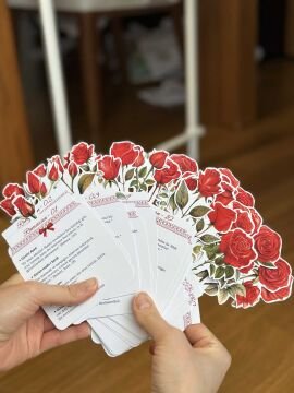 Büyük Boy Kırmızı Gül Temalı Çiçekli Ramazan Takvimi - 30 Günlük Ramazan Takvimi Ramazan Süsleri