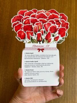 Büyük Boy Kırmızı Gül Temalı Çiçekli Ramazan Takvimi - 30 Günlük Ramazan Takvimi Ramazan Süsleri