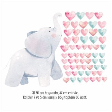 Sevgi Dolu Suluboya Tarz Fil Set