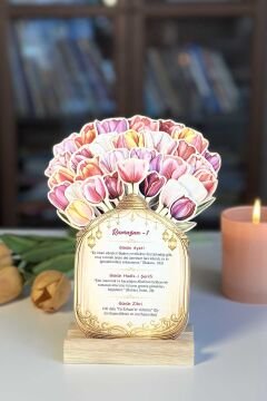 Ramazan Takvimi Lale Temalı Çiçekli - 30 Günlük Ramazan Masa Takvimi Ramazan Hediyesi