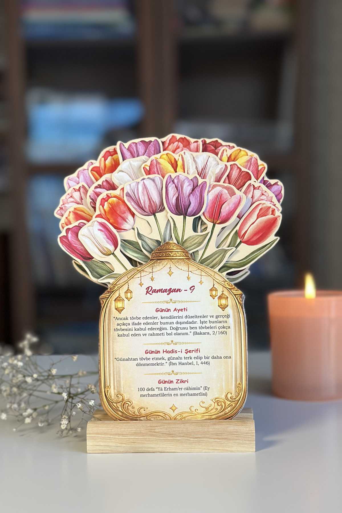 Ramazan Takvimi Lale Temalı Çiçekli - 30 Günlük Ramazan Masa Takvimi Ramazan Hediyesi