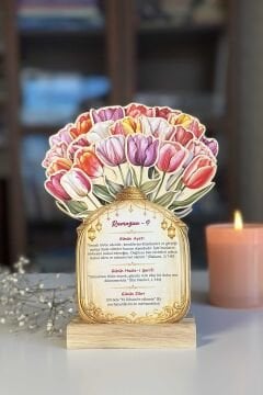 Ramazan Takvimi Lale Temalı Çiçekli - 30 Günlük Ramazan Masa Takvimi Ramazan Hediyesi