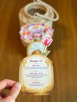 Ramazan Takvimi Lale Temalı Çiçekli - 30 Günlük Ramazan Masa Takvimi Ramazan Hediyesi