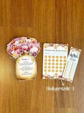 Ramazan Takvimi Lale Temalı Çiçekli - 30 Günlük Ramazan Masa Takvimi Ramazan Hediyesi