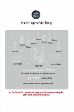 Ramazan Cam Sticker Seti Çift Taraflı Cami Ve Sarkıtlı Fenerler Ev Ve Vitrin Süsü