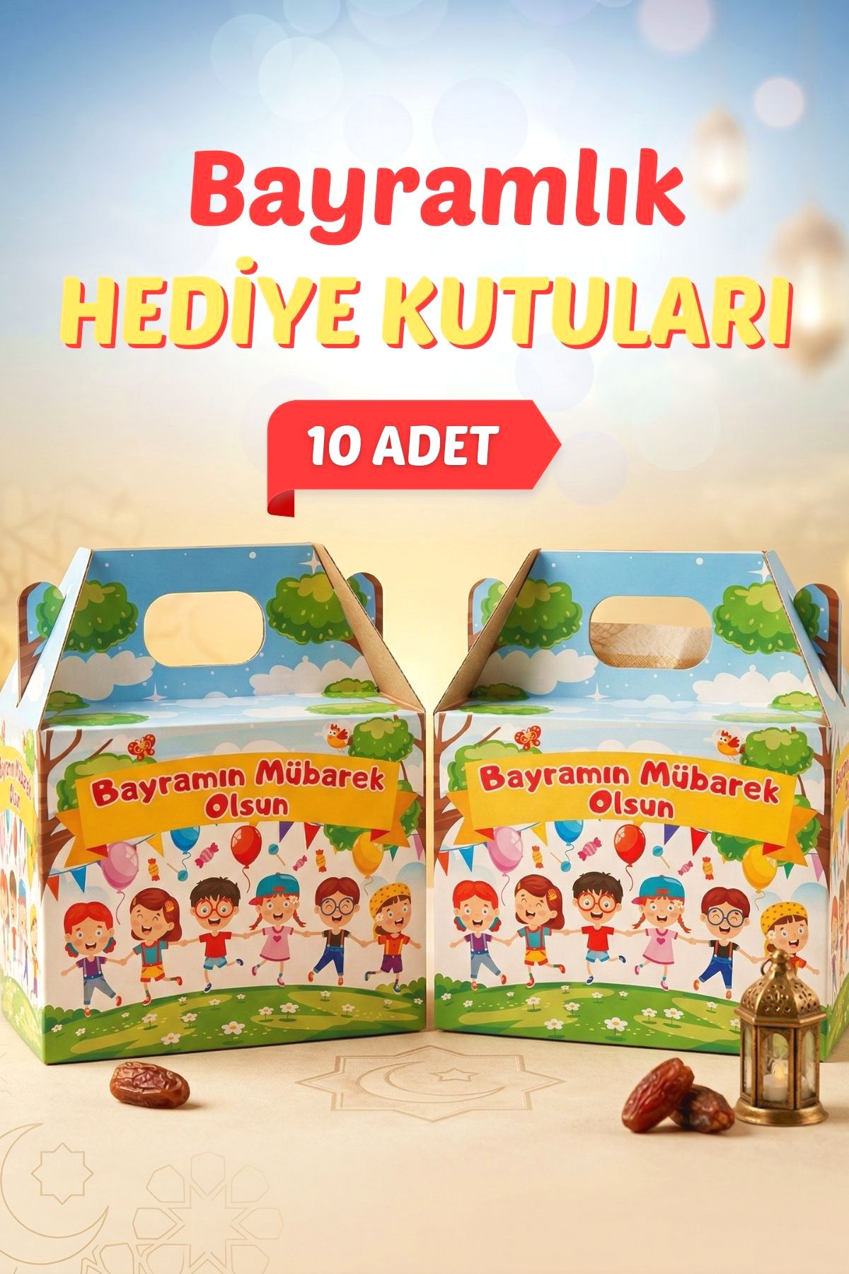 Bayramlık Hediye Kutusu, 10 Adet Özel Tasarım Bayram İçin Hediyelik Kutu, Hediye Paketi