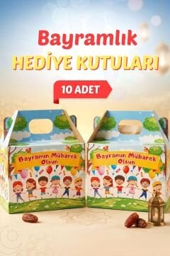 Bayramlık Hediye Kutusu, 10 Adet Özel Tasarım Bayram İçin Hediyelik Kutu, Hediye Paketi