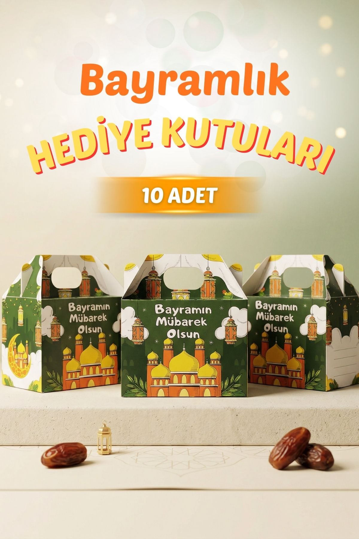 Bayramlık Hediye Kutusu, 10 Adet Özel Tasarım Bayram İçin Hediyelik Kutu, Hediye Paketi