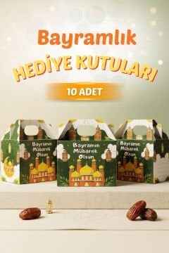 Bayramlık Hediye Kutusu, 10 Adet Özel Tasarım Bayram İçin Hediyelik Kutu, Hediye Paketi