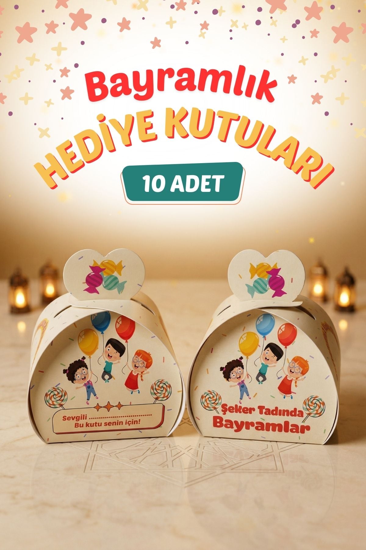 Bayramlık Hediye Kutusu, 10 Adet Özel Tasarım Bayram İçin Hediyelik Kutu, Hediye Paketi