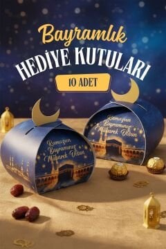 Bayramlık Hediye Kutusu, 10 Adet Özel Tasarım Bayram İçin Hediyelik Kutu, Hediye Paketi