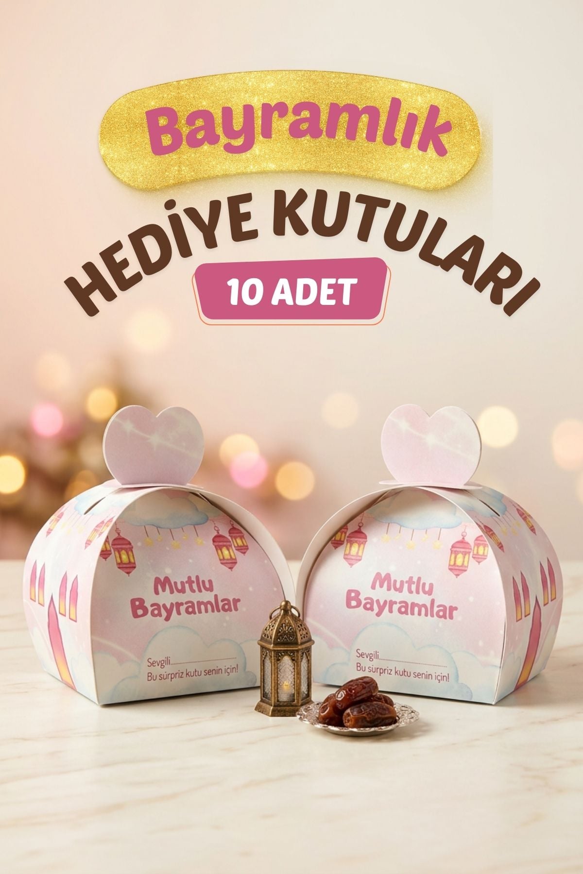 Bayramlık Hediye Kutusu, 10 Adet Özel Tasarım Bayram İçin Hediyelik Kutu, Hediye Paketi