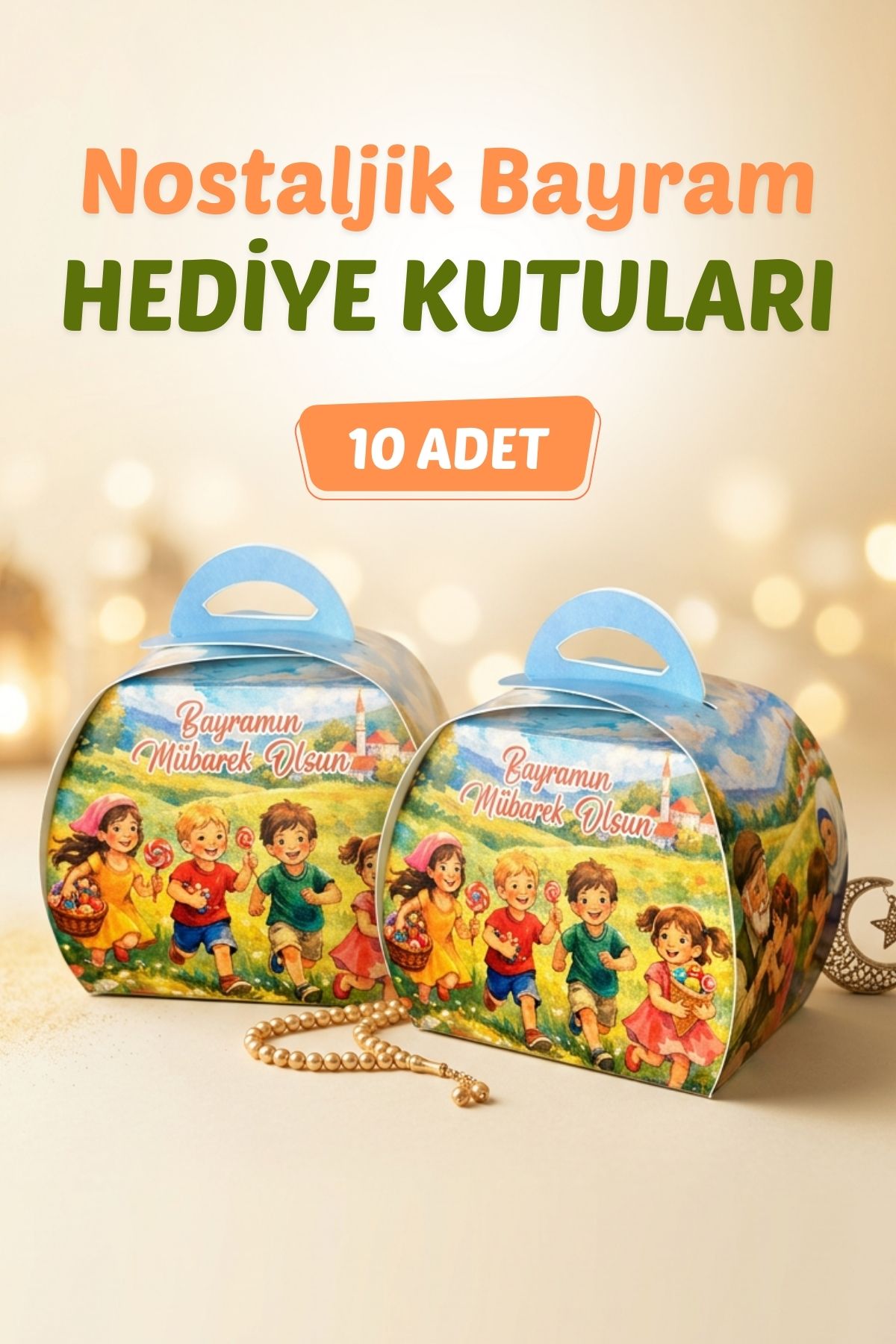 Bayramlık Hediye Kutusu, 10 Adet Özel Tasarım Bayram İçin Hediyelik Kutu, Hediye Paketi