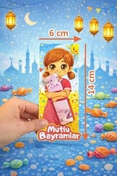 Çocuk Temalı Bayram Harçlık Kartı 10 Adet Kız Ve Erkek Ramazan ve Kurban Bayramı Tebrik Kartı