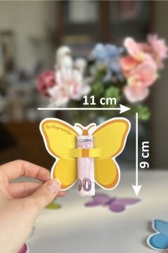 Kelebek Desenli Bayram Harçlık Kartı 10 Adet Karışık Renk Ramazan ve Kurban Bayramı Tebrik Kartı