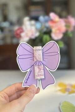 Fiyonk Desenli Bayram Harçlık Kartı 10 Adet Karışık Renk Ramazan ve Kurban Bayramı Tebrik Kartı