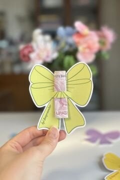 Fiyonk Desenli Bayram Harçlık Kartı 10 Adet Karışık Renk Ramazan ve Kurban Bayramı Tebrik Kartı