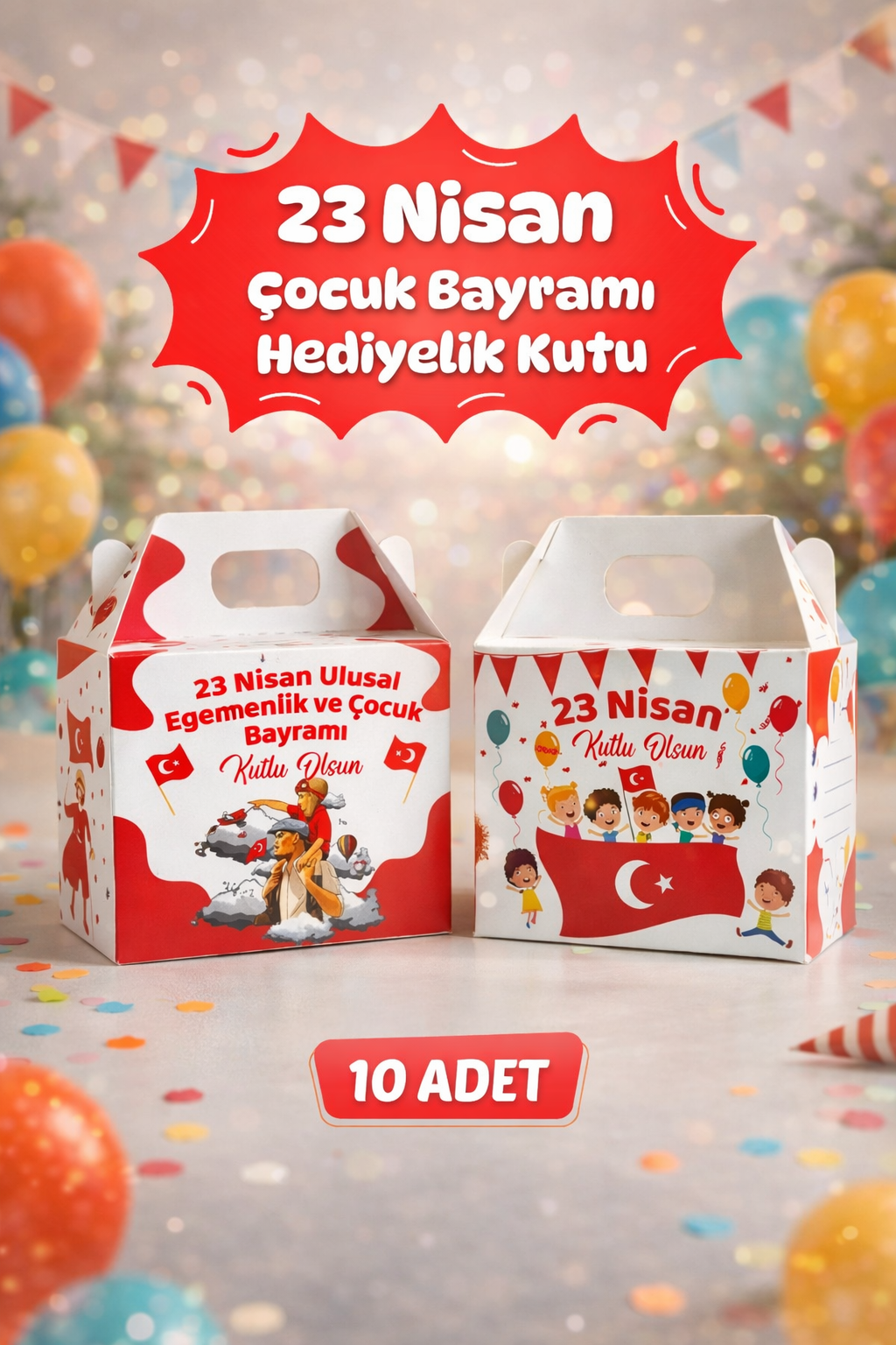 23 Nisan Hediye Kutusu 10 Adet Özel Tasarım Hediyelik Kutu Çocuk Bayramı Hediye Paketi
