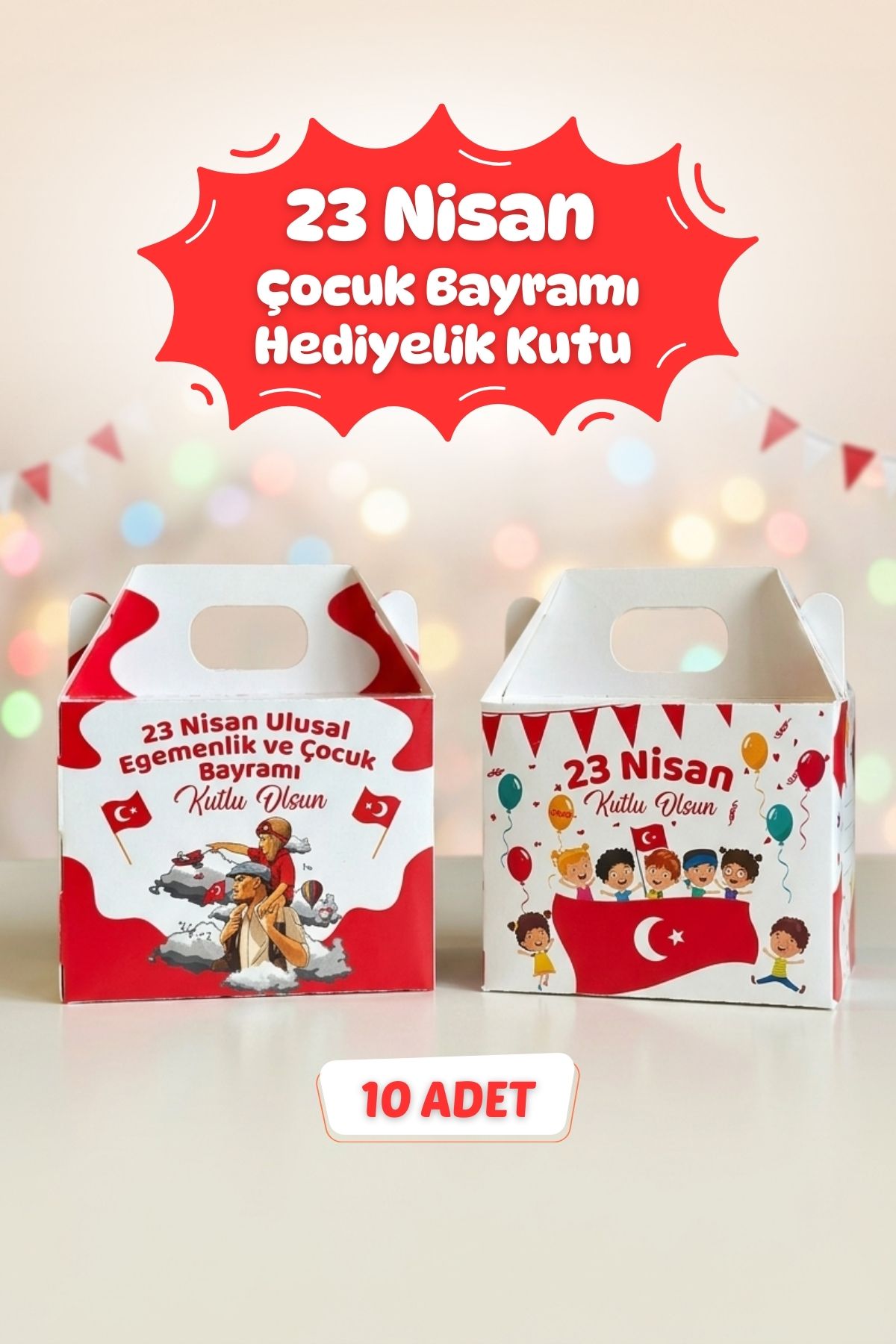 23 Nisan Hediye Kutusu 10 Adet Özel Tasarım Hediyelik Kutu Çocuk Bayramı Hediye Paketi