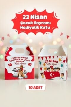 23 Nisan Hediye Kutusu 10 Adet Özel Tasarım Hediyelik Kutu Çocuk Bayramı Hediye Paketi