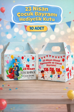 23 Nisan Hediye Kutusu 10 Adet Özel Tasarım Hediyelik Kutu Çocuk Bayramı Hediye Paketi