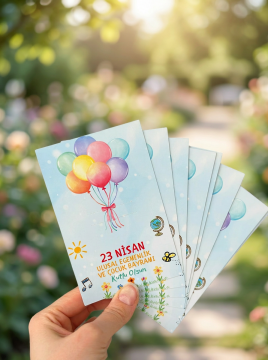 23 Nisan Temalı Kesikli 10 Adet 14x9 Cm Tebrik Bileklik Lolipop Hediye Kartı - 23 Nisan Hediyesi