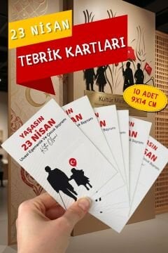 23 Nisan Temalı Kesikli 10 Adet 14x9 Cm Tebrik Bileklik Lolipop Hediye Kartı - 23 Nisan Hediyesi