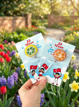 23 Nisan Temalı Kesikli 10 Adet 14x9 Cm Tebrik Bileklik Lolipop Hediye Kartı - 23 Nisan Hediyesi