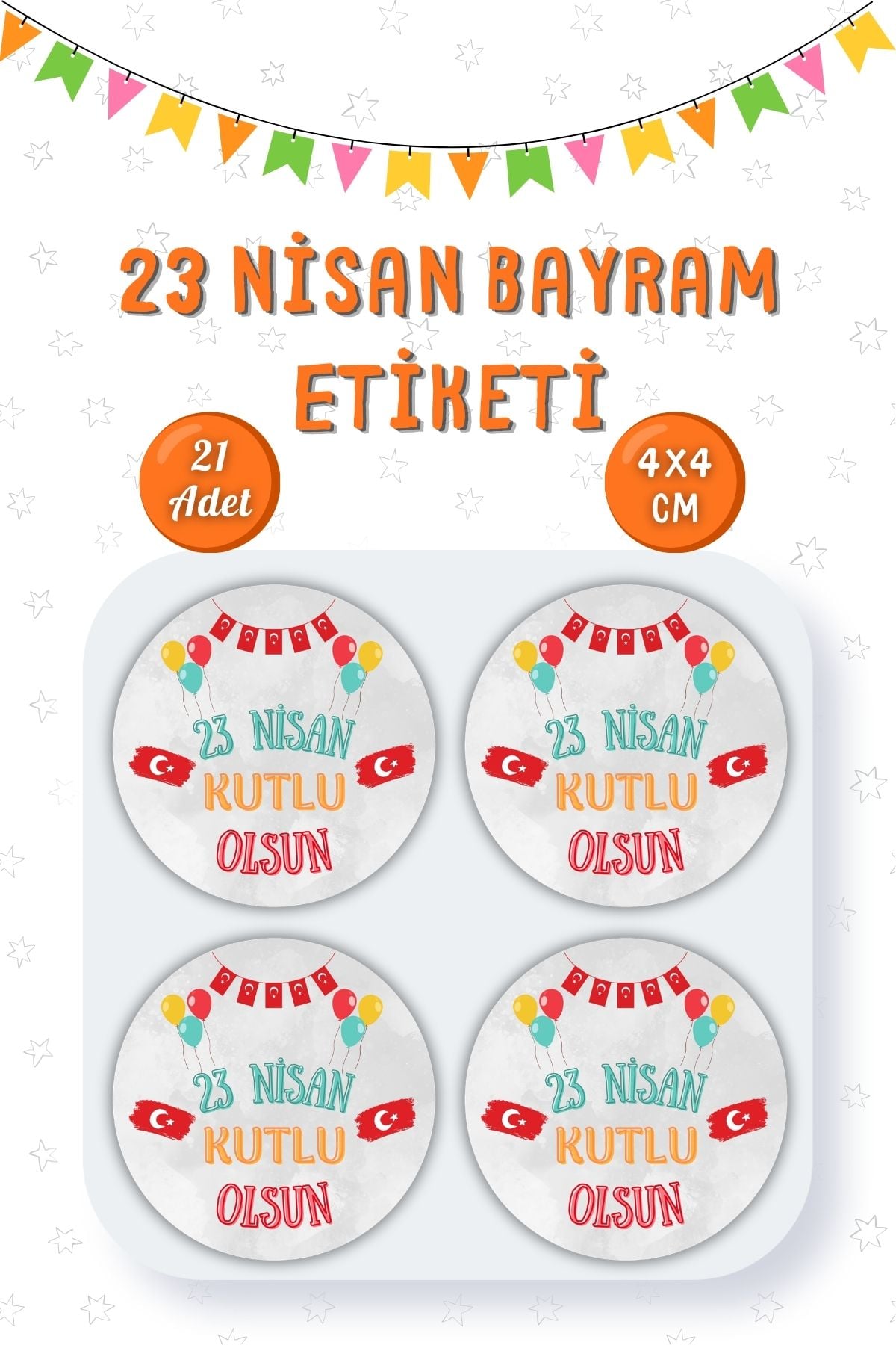 23 Nisan Etiketi Ulusal Egemenlik Ve Çocuk Bayramı Sticker Hediye Paketleme Etiketi