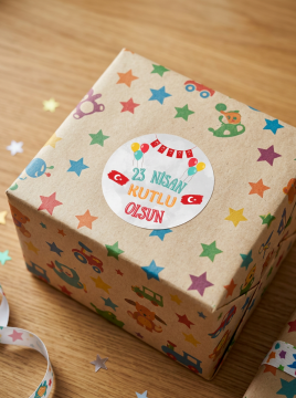 23 Nisan Etiketi Ulusal Egemenlik Ve Çocuk Bayramı Sticker Hediye Paketleme Etiketi