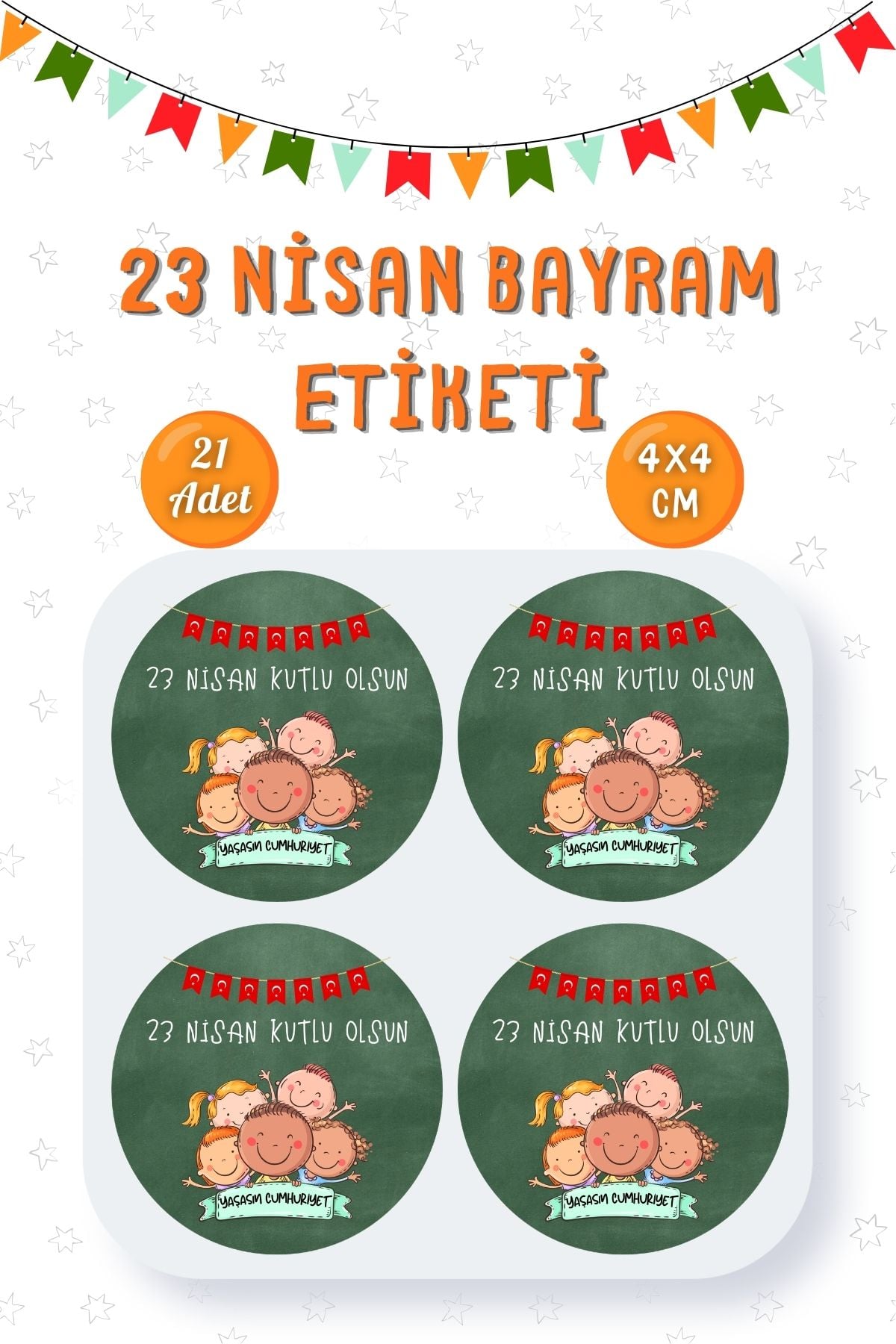 23 Nisan Etiketi Ulusal Egemenlik Ve Çocuk Bayramı Sticker Hediye Paketleme Etiketi