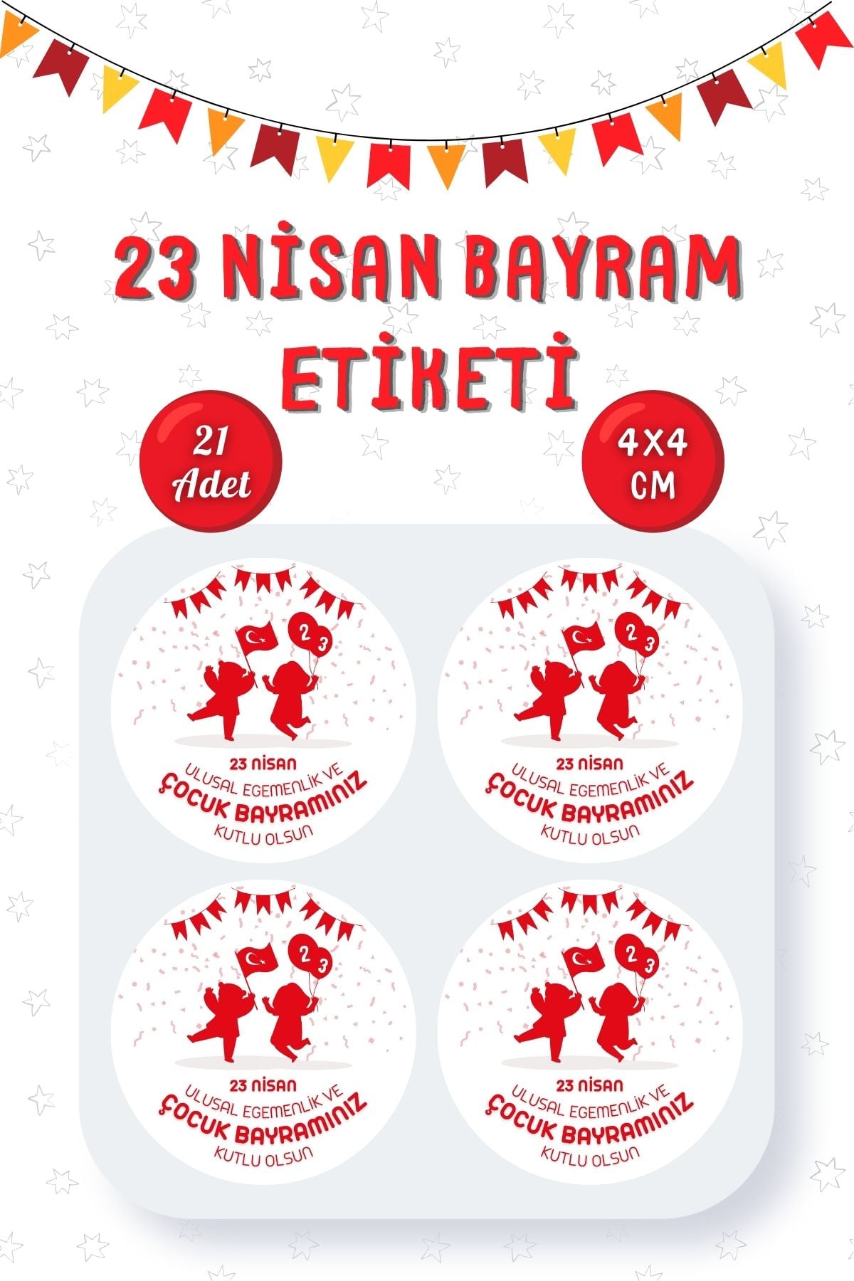 23 Nisan Etiketi Ulusal Egemenlik Ve Çocuk Bayramı Sticker Hediye Paketleme Etiketi