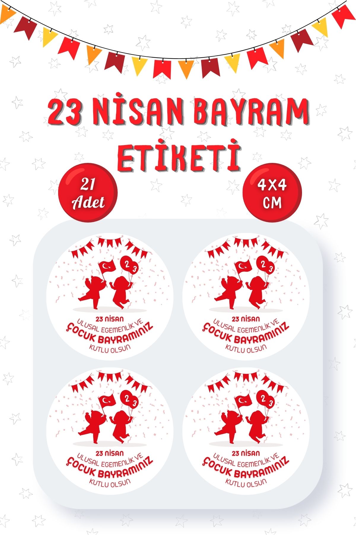 23 Nisan Etiketi Ulusal Egemenlik Ve Çocuk Bayramı Sticker Hediye Paketleme Etiketi