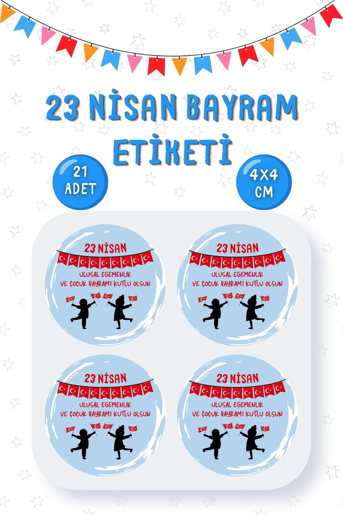 23 Nisan Etiketi Ulusal Egemenlik Ve Çocuk Bayramı Sticker Hediye Paketleme Etiketi