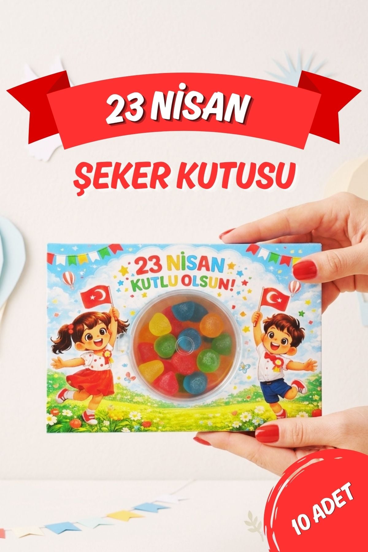 23 Nisan Şeker Kutusu 10 Adet Hediyelik Kutu Çocuk Bayramı Hediye Paketi