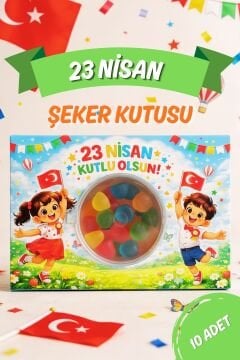 23 Nisan Şeker Kutusu 10 Adet Hediyelik Kutu Çocuk Bayramı Hediye Paketi
