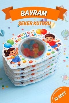 Mutlu Bayramlar Şeker Kutusu 10 Adet Hediyelik Kutu Bayram Hediyesi