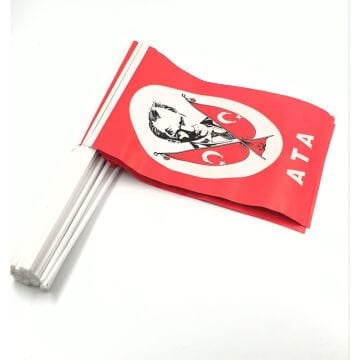 Çıtalı Ata Bayrak Kağıt 22x30 cm 10 Adet Büyük Atalı Bayrak