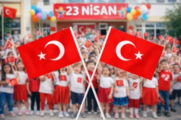 Çıtalı Bayrak Kağıt 22x30 cm 10 Adet Büyük Ay Yıldızlı Türk Bayrağı