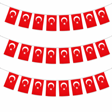 İpli Bayrak Orta Boy 40'lı 8x13 Cm 1 Paket Türk Bayrağı Kağıt İpli Sıralı Ayyıldız Bayrak Sınıf Süsü