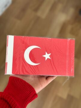 İpli Bayrak Büyük Boy 40'lı 11x21 Cm 1 Paket Türk Bayrağı Kağıt İpli Sıralı Ayyıldız Bayrak Sınıf Süsü