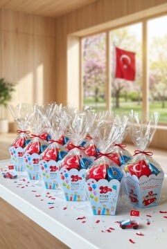 23 Nisan Şeker Kovası 10 Adet Hediyelik Kutu Çocuk Bayramı Hediye Paketi