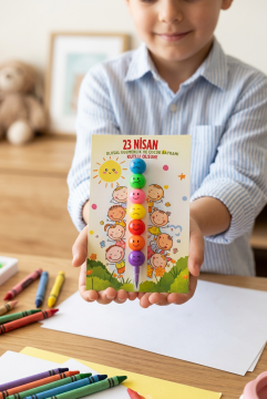 23 Nisan Hediyesi 10 Adet Kartlı Emoji Kurşun Kalem Çocuk Bayramı Hediyelik Model 2