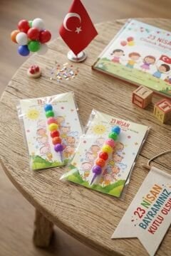 23 Nisan Hediyesi 10 Adet Kartlı Emoji Kurşun Kalem Çocuk Bayramı Hediyelik Model 2