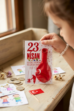 23 Nisan Çocuk Bayramı Hediyesi 10 Adet Kartlı Türk Bayraklı Balon